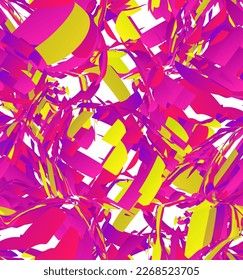 Abstract vector seamless pattern made of small colorful gradient particle explosion. Optical art geometric  background with high speed of motion. Futuristic wallpaper.