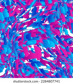 Abstract vector seamless pattern made of small colorful gradient particle explosion. Optical art geometric  background with high speed of motion. Futuristic wallpaper.