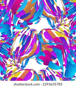 Abstract vector seamless pattern made of small colorful gradient particle explosion. Optical art geometric  background with high speed of motion. Futuristic wallpaper.