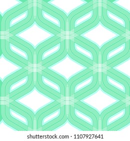 Abstract vector seamless pattern. Monochrome graphic aquamarine and white ornament. Vintage repeating texture