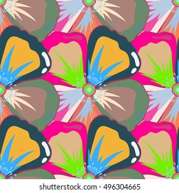 Abstract vector seamless pattern multicolor flower design. Textile print for bed linen, jacket, package design, fabric and fashion concepts. Floral multicolored seamless pattern background.