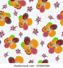 Abstract vector seamless pattern multicolor flower design. Textile print for bed linen, jacket, package design, fabric and fashion concepts. Floral multicolored seamless pattern on neutral background.