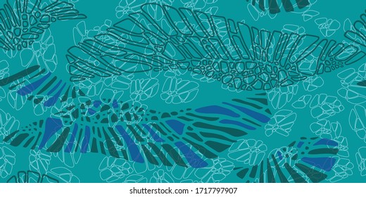 Abstract vector seamless pattern ocean and waves