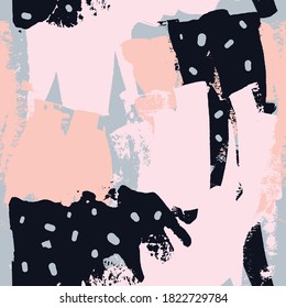Abstract vector seamless pattern with paint brush strokes