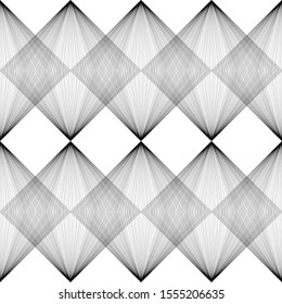Abstract vector seamless pattern. Parallel lines and squares isolated on white background. Visual effect. Stock illustration for wallpaper, wrapping paper, paper, decoration, posters, textiles, cards
