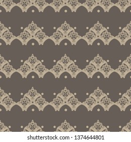 Abstract vector Seamless pattern with point and flower in Art Nouveau style