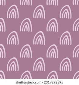 Abstract vector seamless pattern with rainbow. Cute doodle print for kids. For print, web, home decor, fashion, surface, graphic design. Vector illustration