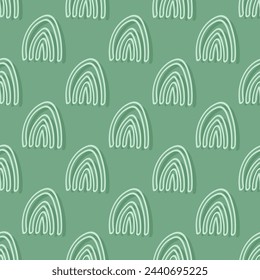 Abstract vector seamless pattern with rainbow. Cute doodle print for kids. For print, web, home decor, fashion, surface, graphic design. Vector illustration