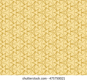 Abstract Vector seamless pattern with abstract random geometry shape. Repeating sample figure and line. Golden color. For your design, wallpaper, textile
