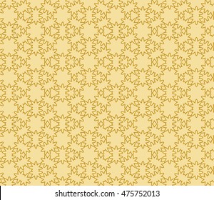 Abstract Vector seamless pattern with abstract random geometry shape. Repeating sample figure and line. Golden color. For your design, wallpaper, textile