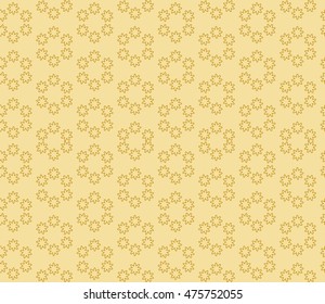 Abstract Vector seamless pattern with abstract random geometry shape. Repeating sample figure and line. Golden color. For your design, wallpaper, textile