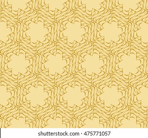 Abstract Vector seamless pattern with abstract random geometry shape. Repeating sample figure and line. Golden color. For your design, wallpaper, textile