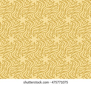 Abstract Vector seamless pattern with abstract random geometry shape. Repeating sample figure and line. Golden color. For your design, wallpaper, textile