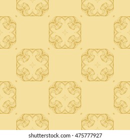 Abstract Vector seamless pattern with abstract random geometry shape. Repeating sample figure and line. Golden color. For your design, wallpaper, textile