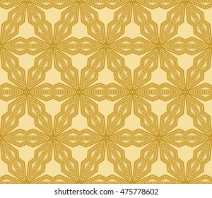 Abstract Vector seamless pattern with abstract random geometry shape. Repeating sample figure and line. Golden color. For your design, wallpaper, textile