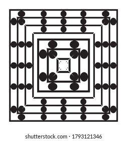 Abstract vector seamless pattern. Repeating rectangular square with round balls. Design for tiles, ceramics, fabric, textile, wallpaper. Modern classic texture. Black and white. Print