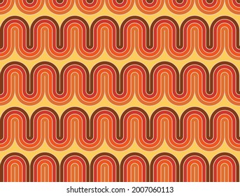 Abstract vector seamless pattern in retro 60s-70s hippie style. Trendy fashion colorful disco ornament.