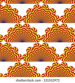 Abstract vector seamless pattern with rows of bush-like figures