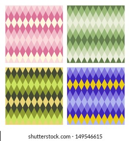 Abstract vector seamless pattern set. Rhombs of blending tints. Modern flat style