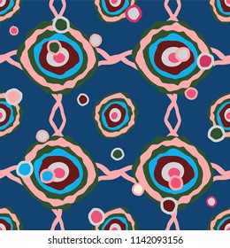 Abstract vector seamless pattern. Abstract shape, blots with wave blur specks, flecks and stains. Ethnic, African, boho style color palette, perfect for textile, texture, backgrounds 