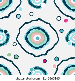 Abstract vector seamless pattern. Abstract shape, blots in punch pastel colors, with wave blur specks, flecks and stains. Festive design with random colors, perfect for textile, texture, backgrounds 