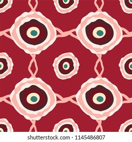Abstract vector seamless pattern. Abstract shape, blots with wave blur specks, flecks and stains. Ethnic, African, boho style color palette, perfect for textile, texture, backgrounds 