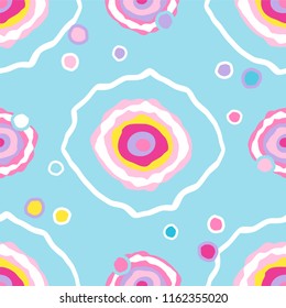 Abstract vector seamless pattern. Abstract shape, blots in punch pastel colors, with wave blur specks, flecks and stains. Festive design with random colors, perfect for textile, texture, backgrounds 