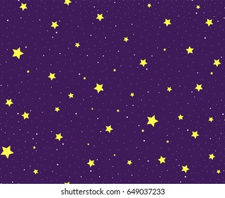 Abstract vector seamless pattern with shining stars on blue night sky