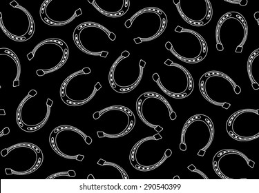 Abstract vector seamless pattern with silver horseshoes. Decorative endless texture