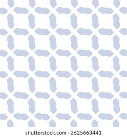 Padrão sem emenda vetorial abstrato. Textura ornamental geométrica simples com formas curvas, grade diagonal, malha, rede, rede. Fundo azul claro e branco sutil. Design repetitivo para decoração, impressão