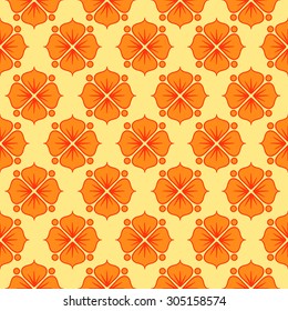 Abstract vector seamless pattern with simply flowers