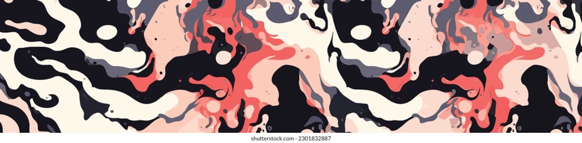 abstract vector seamless pattern, in the style of playful yet macabre, inkblots, focus on joints connections, tapestry-like, positive negative space, poured resin, 17th century