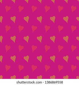 Abstract vector seamless pattern with stylized hearts. Graphic red, yellow and orange ornaments.