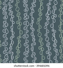 abstract vector seamless pattern with succulents, hand drawn floral background