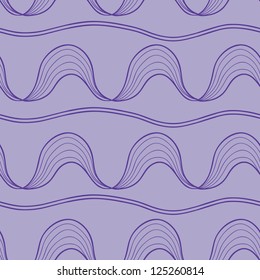 Abstract vector seamless pattern with various wavy lines. Violet variant