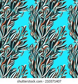 abstract vector seamless pattern with waves and curls, hand drawn  illustration