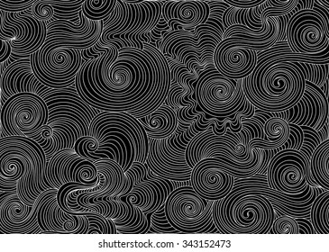 Abstract vector seamless pattern with waving curling lines. You can use any color of background