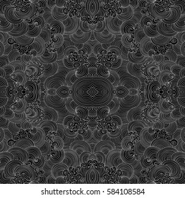 Abstract vector seamless pattern with waving curling lines. You can use any color of background