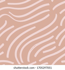 Abstract vector seamless pattern. Wavy lines, curves,  rounded stripes background. Hand drawn repeat texture.