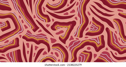 ABSTRACT VECTOR SEAMLESS PINK BANNER WITH CUTS OF RED SHAPELESS STONES
