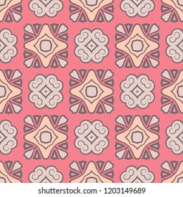Abstract Vector Seamless Pink Color Geometry Pattern for Background