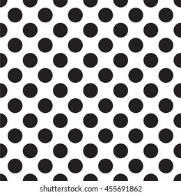 Abstract vector seamless polka dot background. Seamless pattern of black-white circles ordered