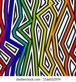 Abstract vector seamless pop art pattern. Colorful pop art, graphic ornament. Optical illusion.