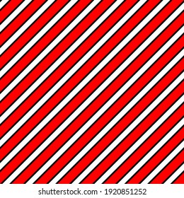 Abstract vector seamless red and  black right diagonal parallel stripe line pattern design background on white