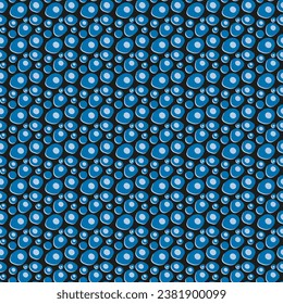 Abstract vector seamless texture with blue drops or bubbles.