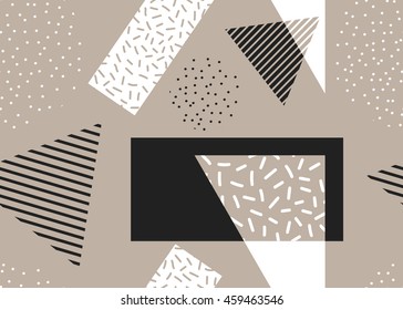 Abstract vector seamless texture with shapes and dots. Geometric trendy art print. Abstract modern design. 