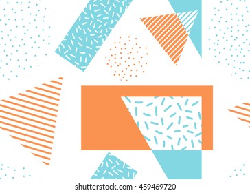 Abstract vector seamless texture with shapes and dots. Geometric trendy art print. Abstract modern design. 