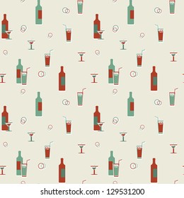 Abstract vector seamless vintage pattern - alcoholic beverages