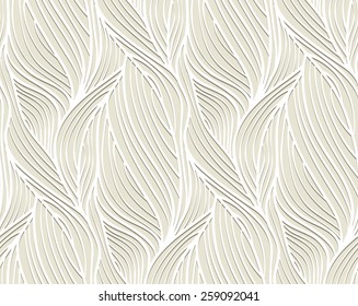 Abstract vector seamless wave background of plants drawn lines