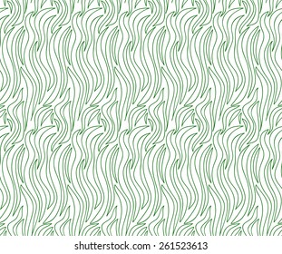 Abstract vector seamless wave background of plants drawn lines